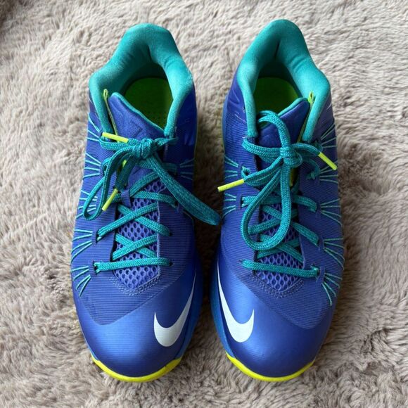 Nike Men's Size 10.5 Air Max Lebron 10 Low "Sprite" Blue & Green Basketball Shoe - Picture 1 of 10